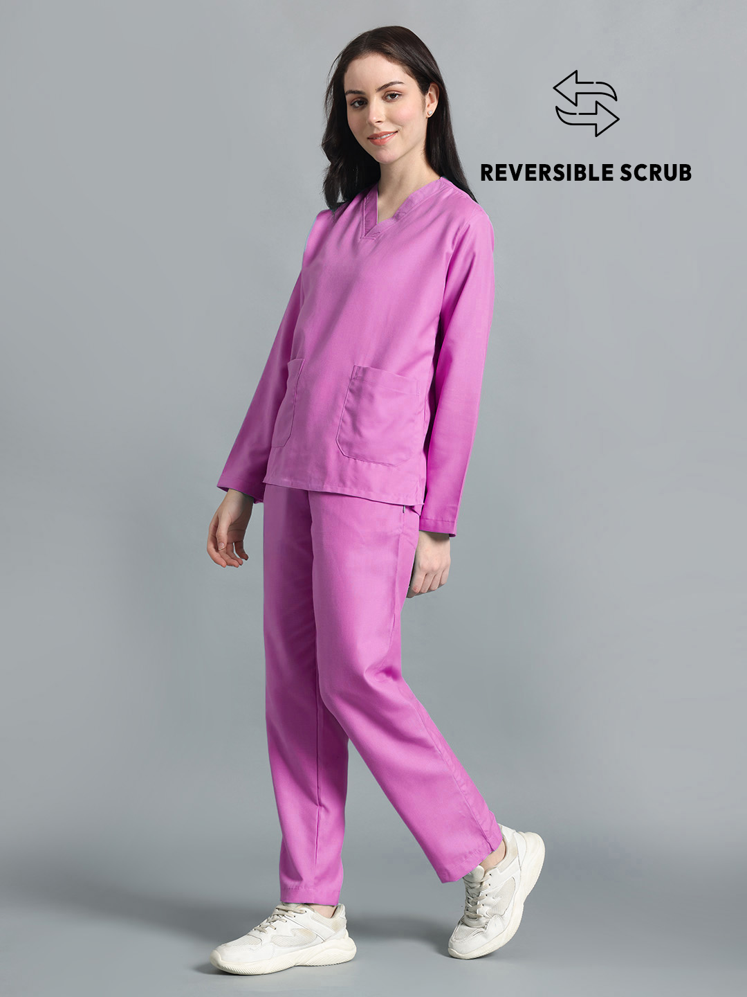 Pink Reversible Full Sleeve Medical Scrubs - Female