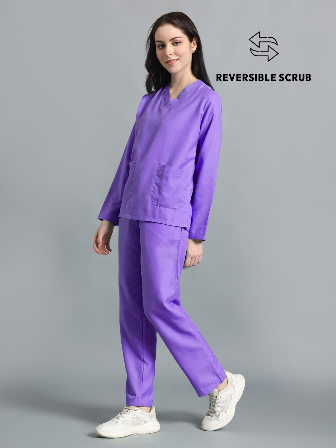 Violet Reversible Full Sleeve Medical Scrubs - Female