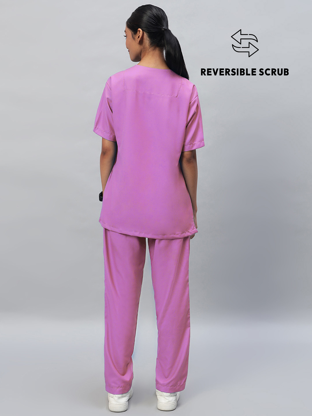 Pink Reversible Half Sleeve Medical Scrubs - Female