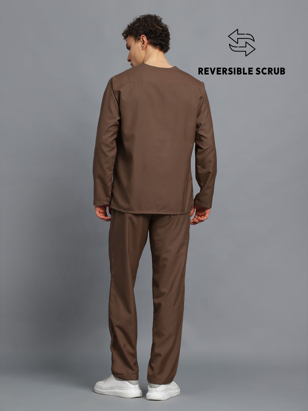 Brown Reversible Full Sleeve Medical Scrubs - Male