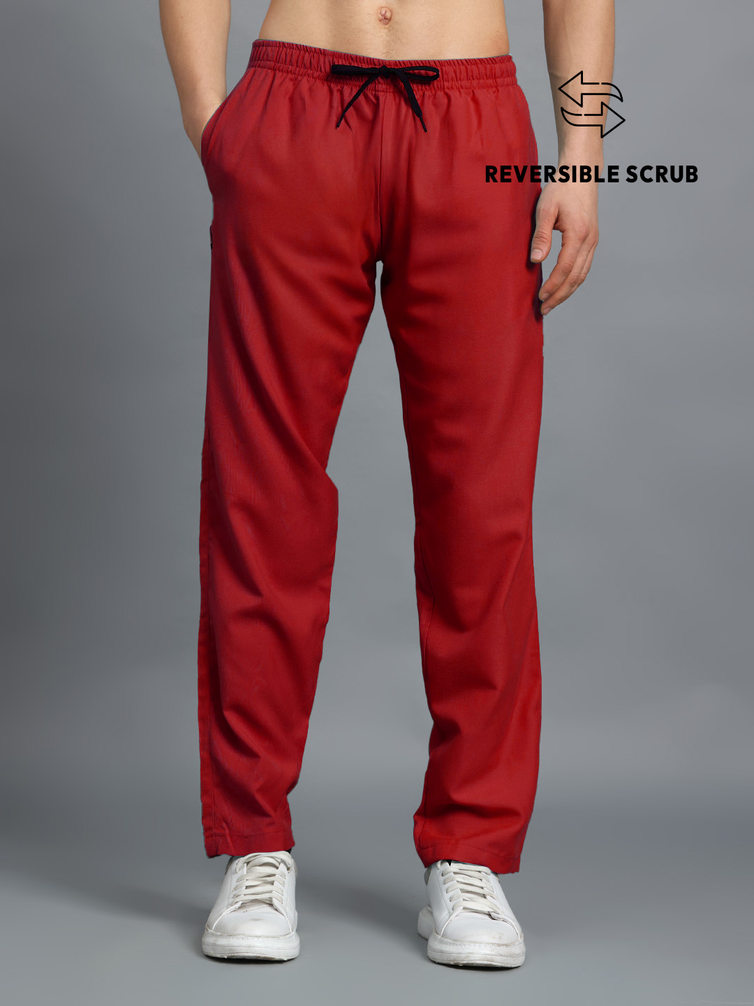 Red Reversible Full Sleeve Medical Scrubs - Male