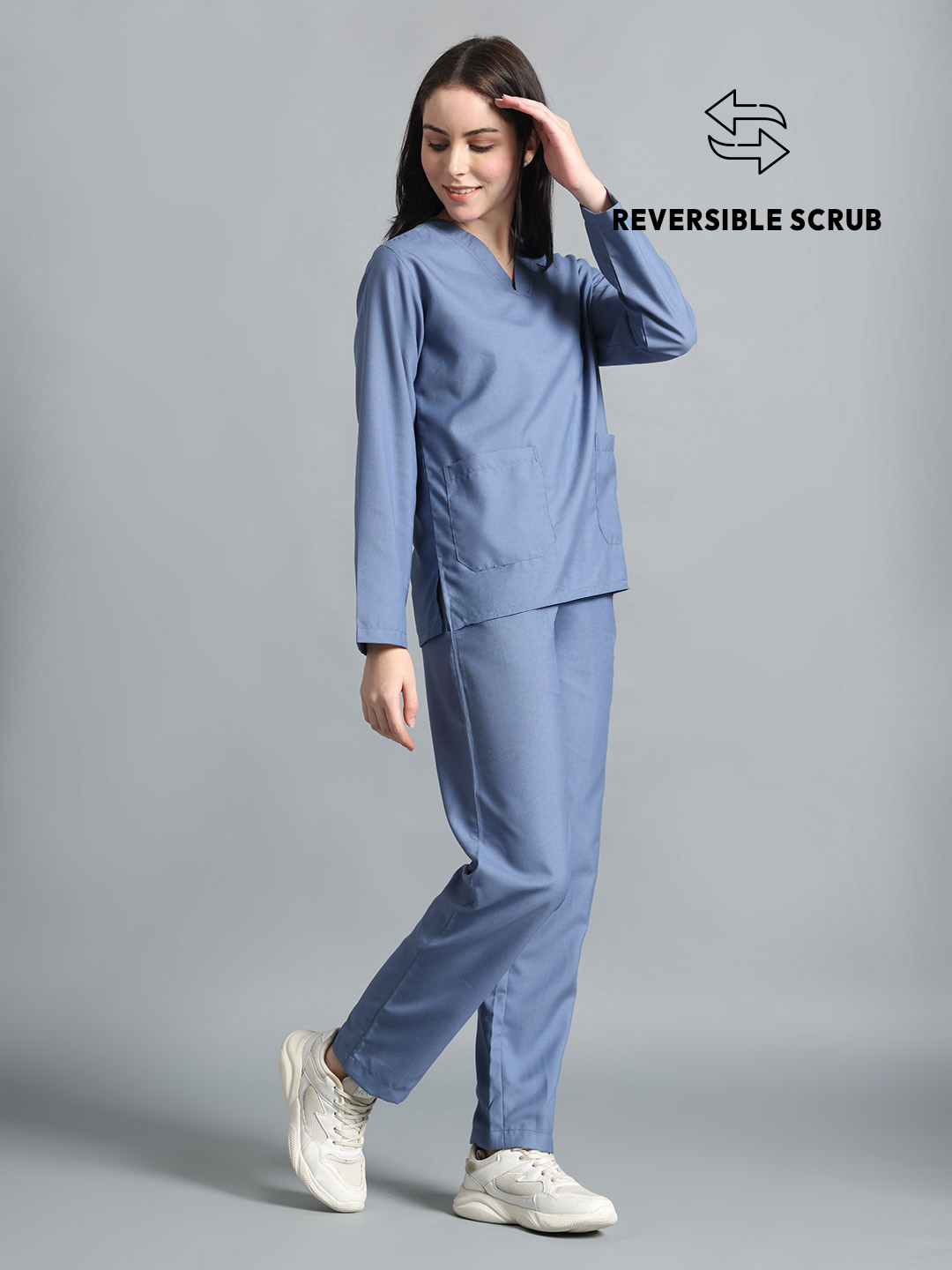 Teal Reversible Full Sleeve Medical Scrubs - Female