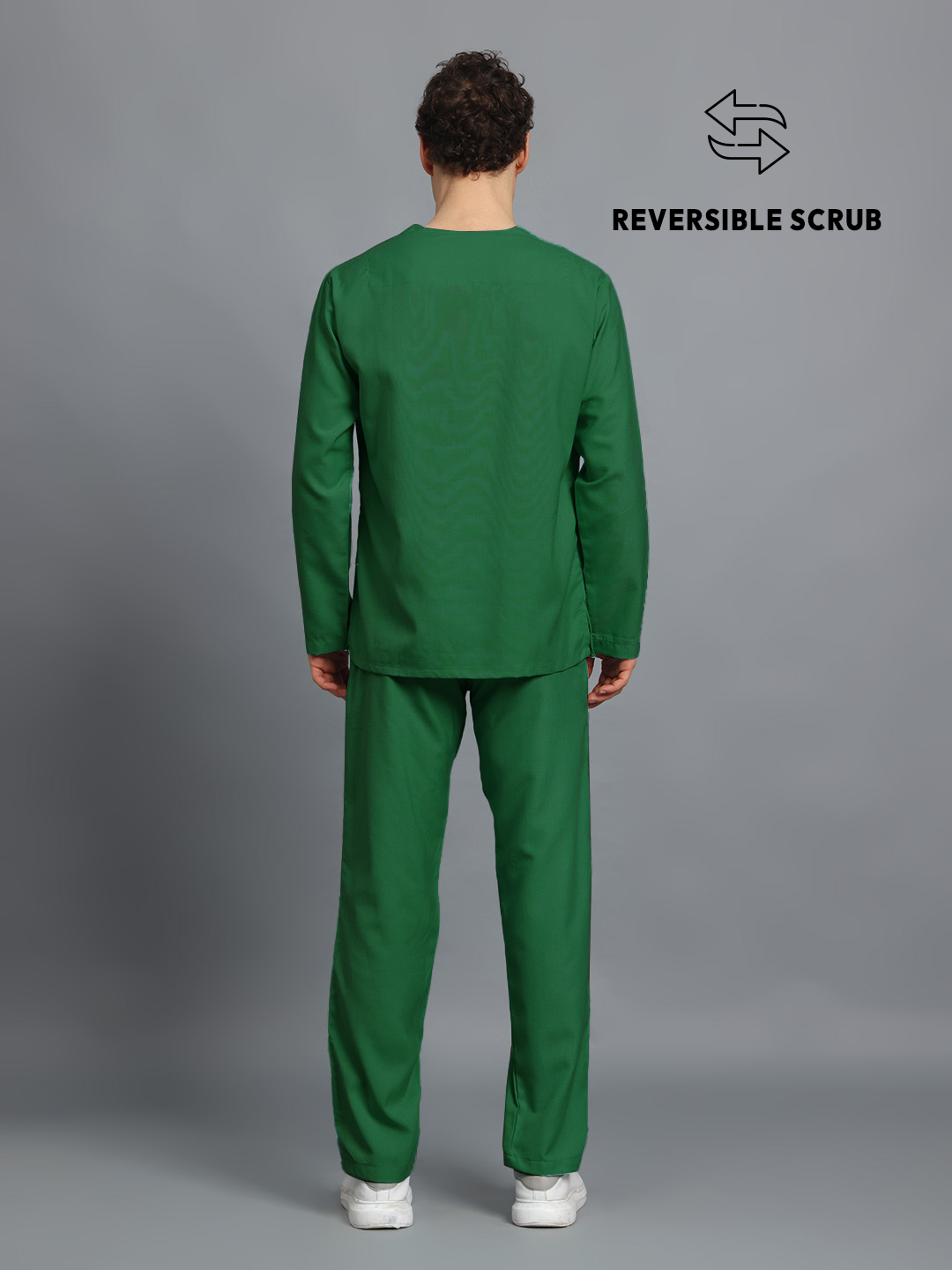 Spinach Green Reversible Full Sleeve Medical Scrubs - Male