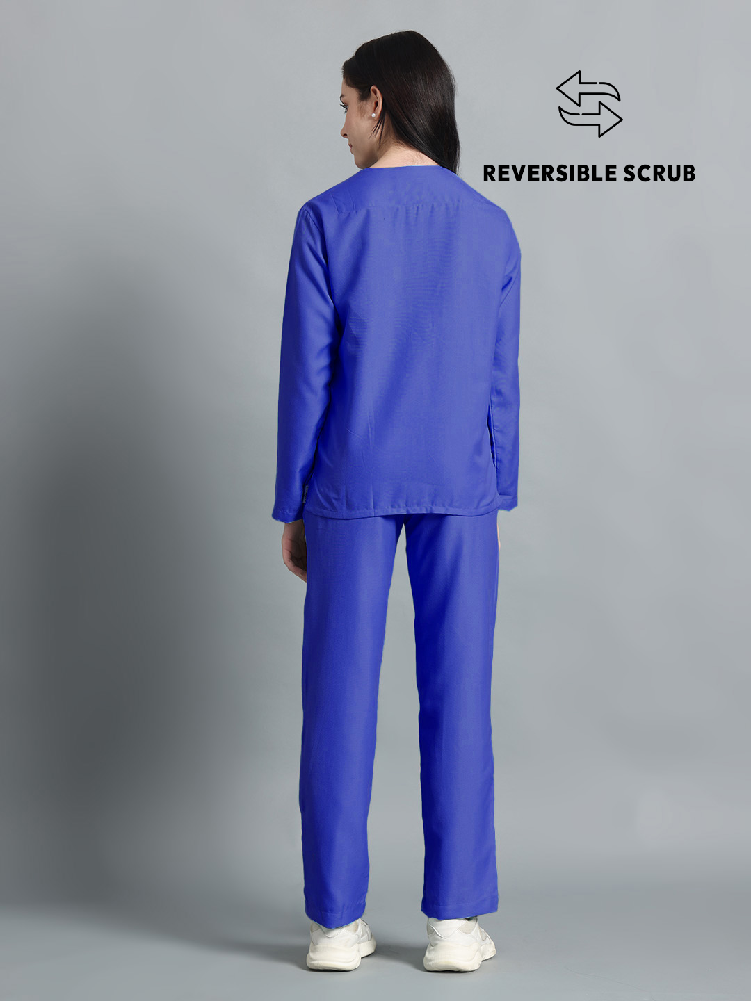 Royal Blue Reversible Full Sleeve Medical Scrubs - Female