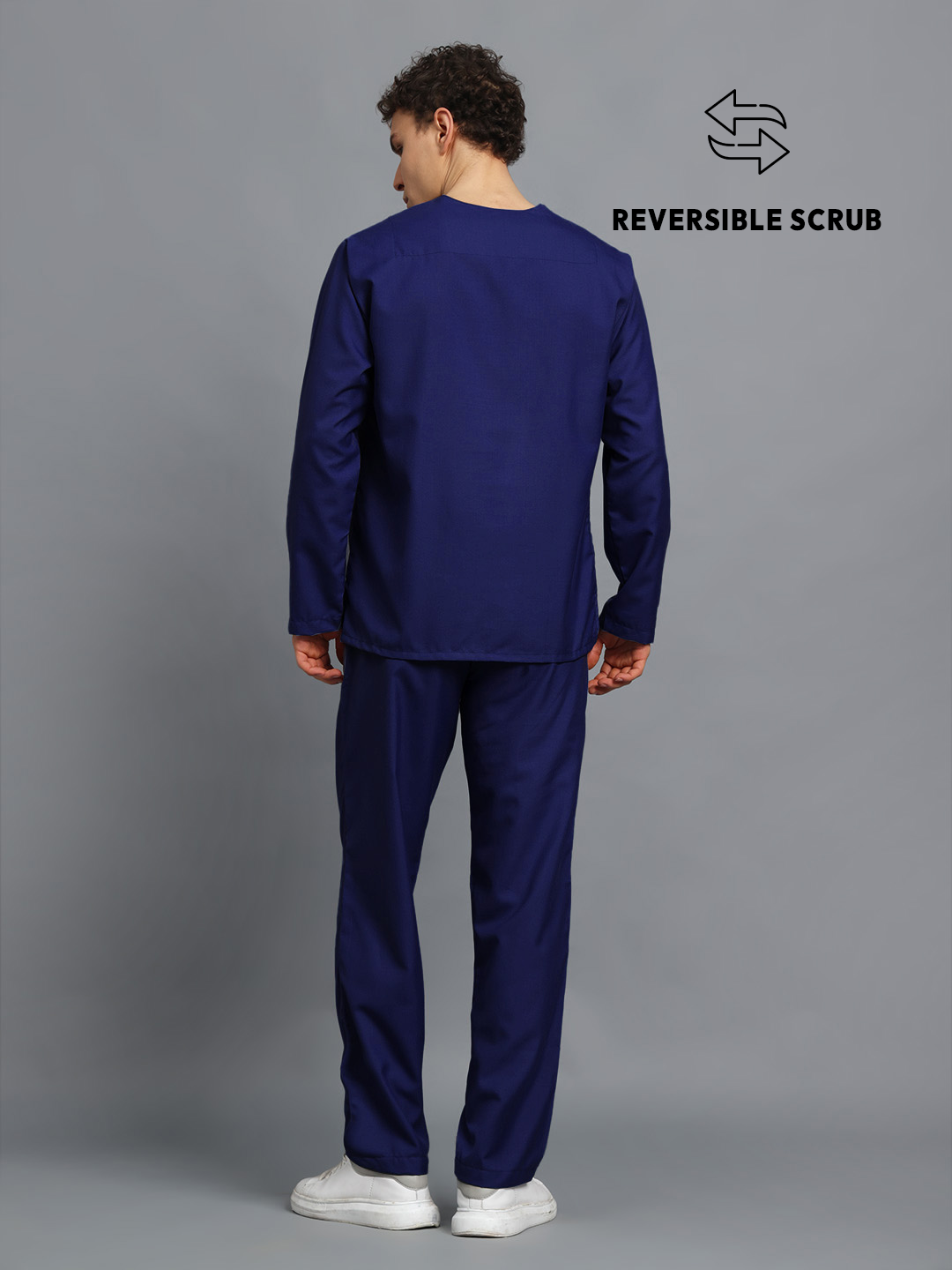 Navy Blue Reversible Full Sleeve Medical Scrubs - Male