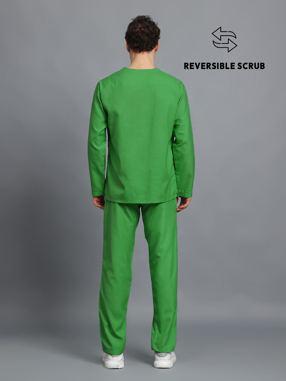 Spinach Green Reversible Full Sleeve Medical Scrubs - Male