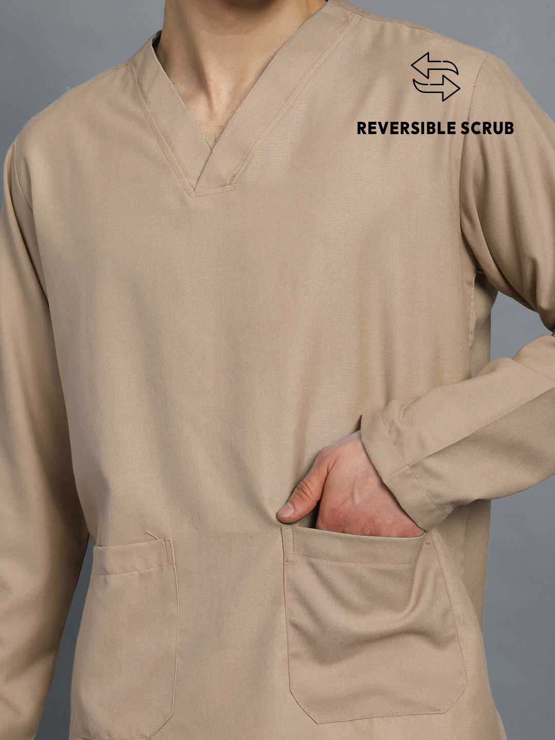 Natural Matte Reversible Full Sleeve Medical Scrubs - Male