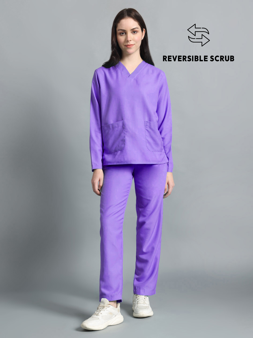 Violet Reversible Full Sleeve Medical Scrubs - Female