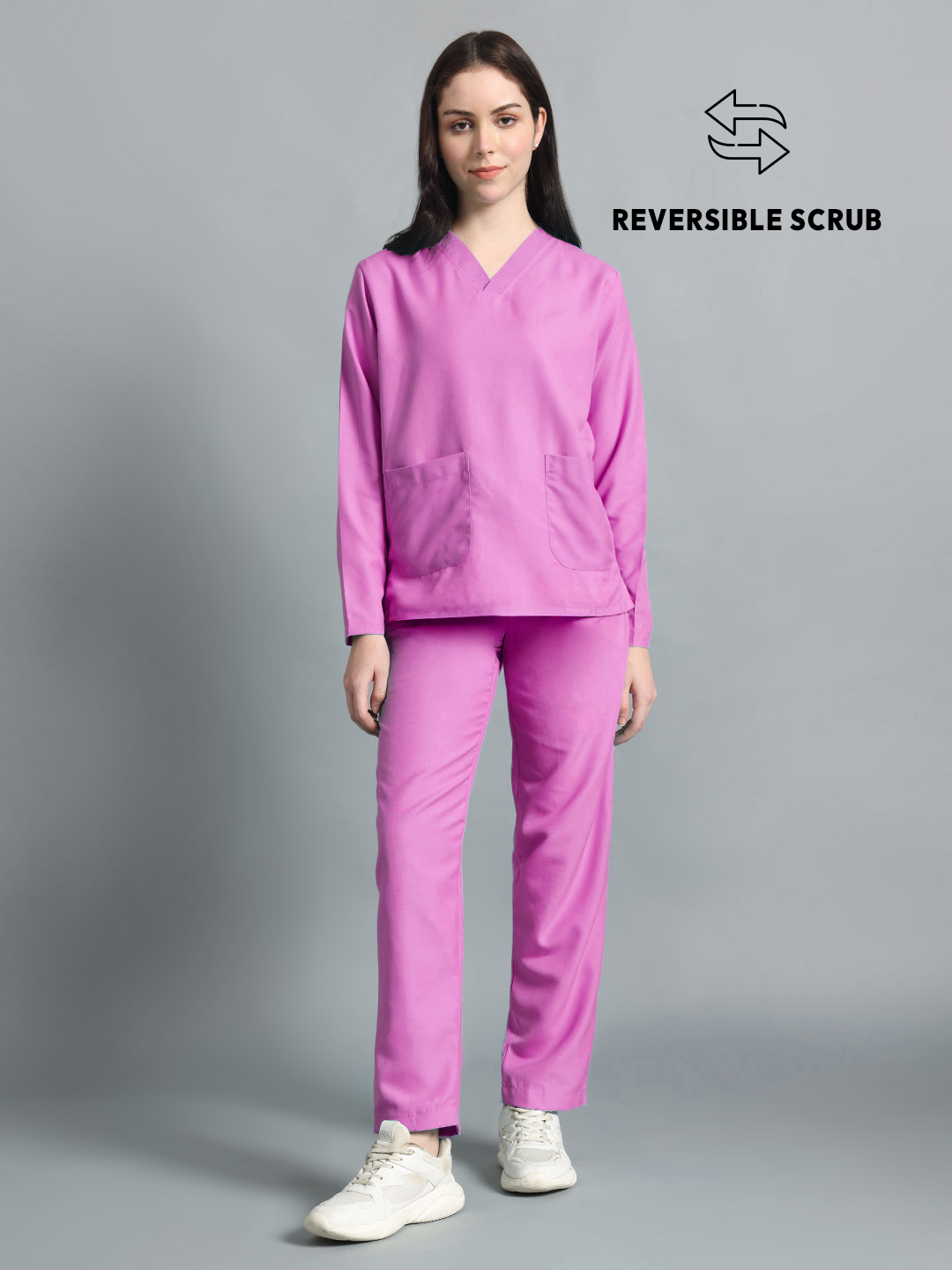 Pink Reversible Full Sleeve Medical Scrubs - Female