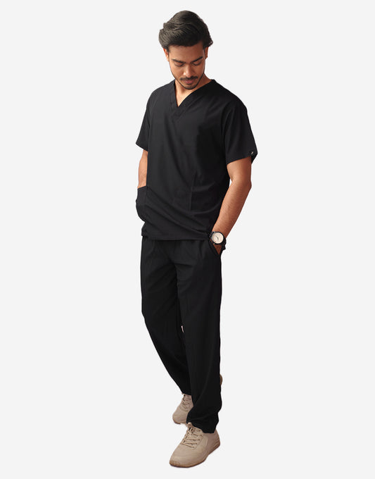 Black Galaxy Easy Stretch Half Sleeve Medical Scrubs - Male