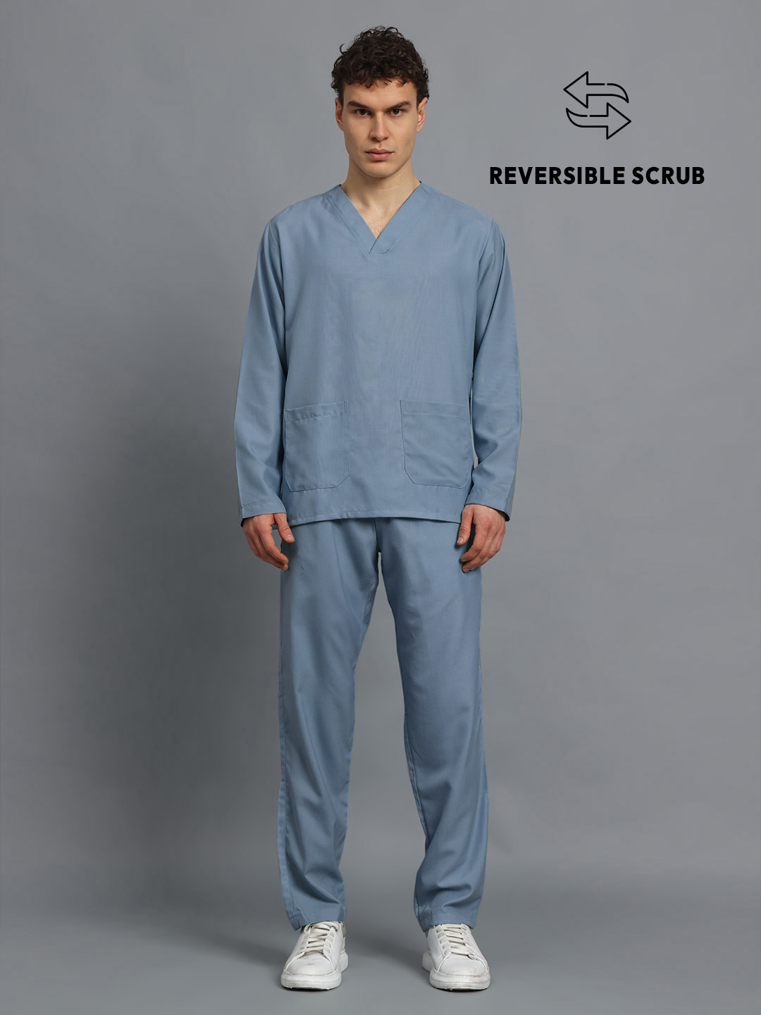 Teal Reversible Full Sleeve Medical Scrubs - Male