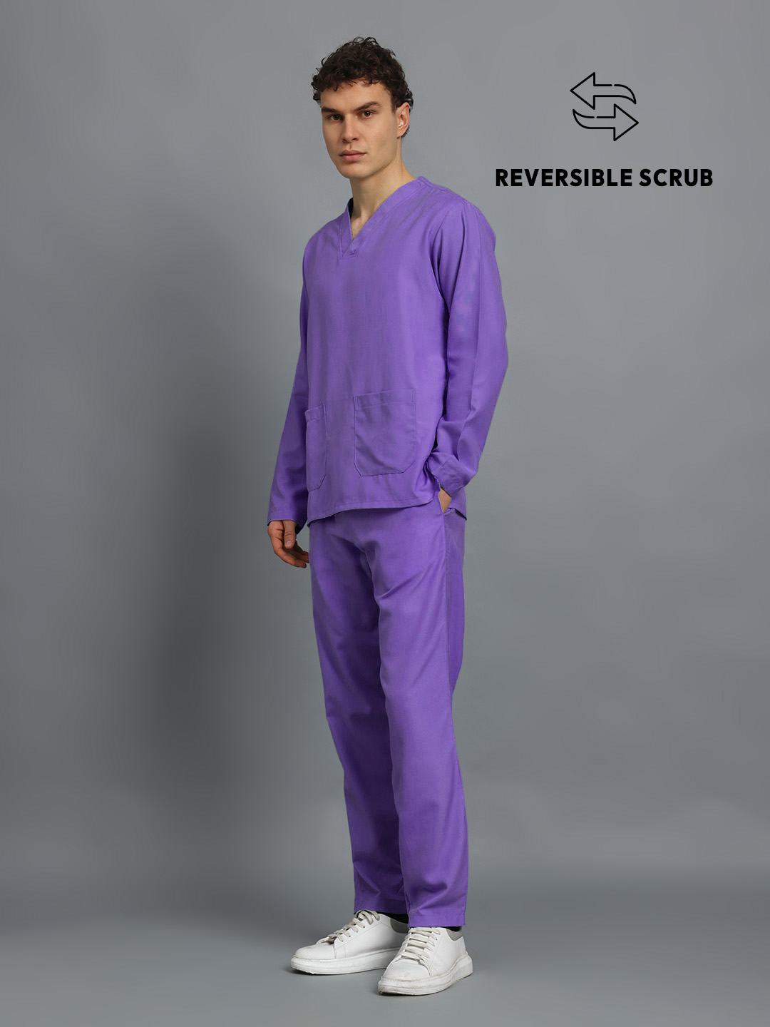 Violet Reversible Full Sleeve Medical Scrubs - Male