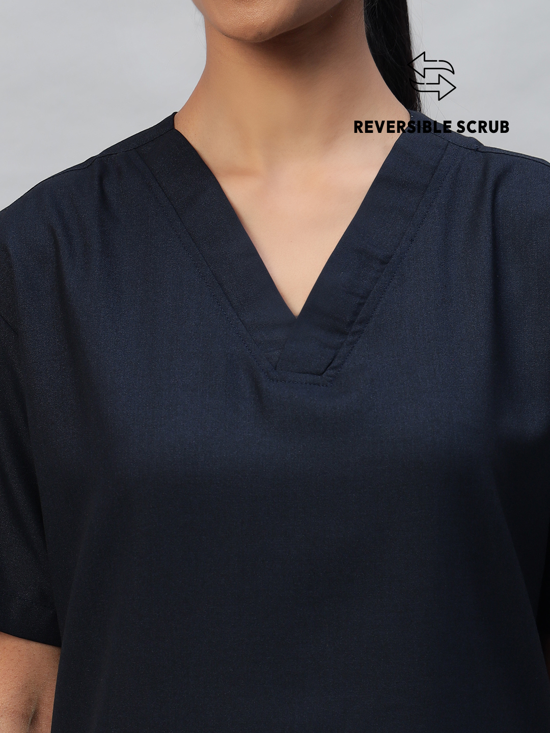 Blue Black Reversible Half Sleeve Medical Scrubs - Female