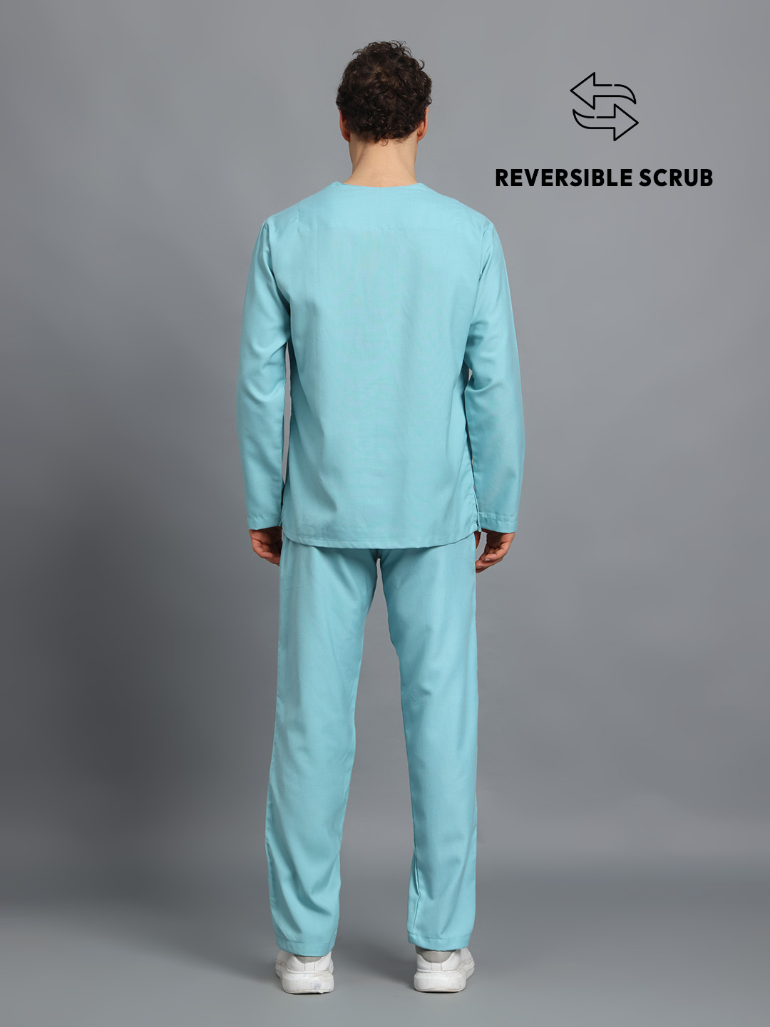 Sea Green Reversible Full Sleeve Medical Scrubs - Male