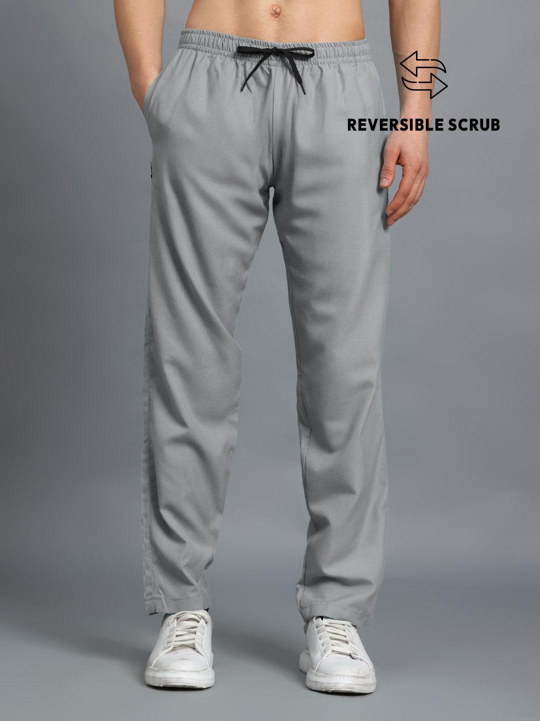 Light Grey Reversible Full Sleeve Medical Scrubs - Male