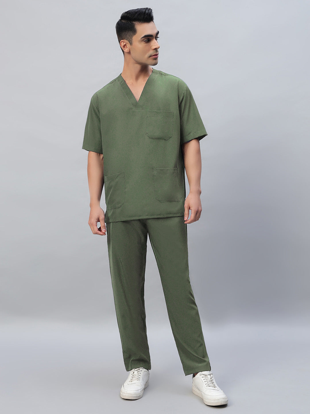 Dark Pista Athleisure Stretch Half Sleeve Medical Scrubs - Male