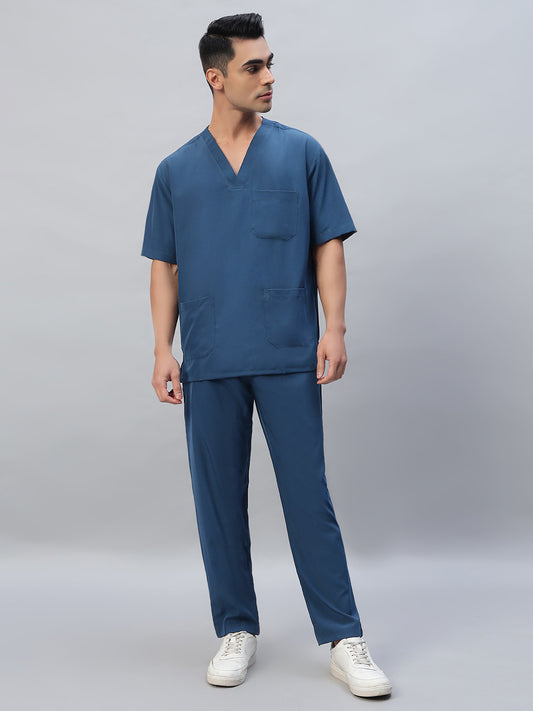 Bahama Blue Athleisure Stretch Half Sleeve Medical Scrubs - Male