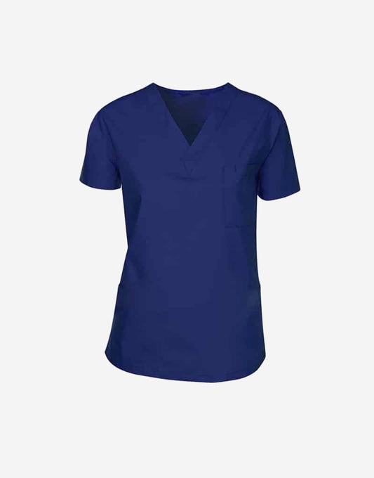 Blue Black Half Sleeve Medical Scrubs Top