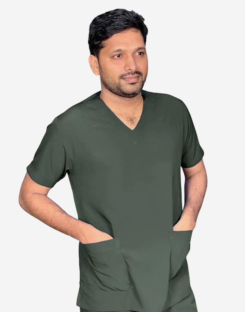 Athleisure Stretch Half Sleeve Medical Scrubs - Male