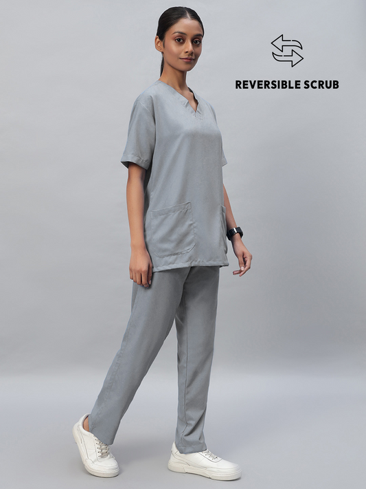 Grey Reversible Half Sleeve Medical Scrubs - Female