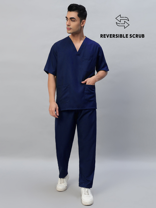 Navy Blue Reversible Half Sleeve Medical Scrubs - Male