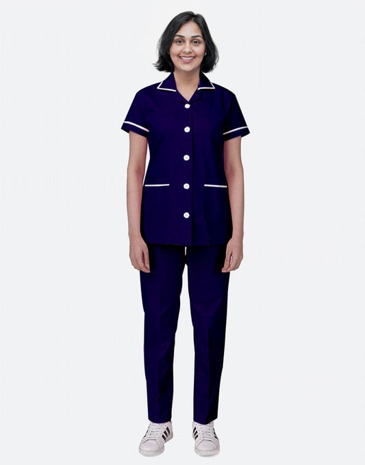 Blue Black Half Sleeve Nurse Uniform