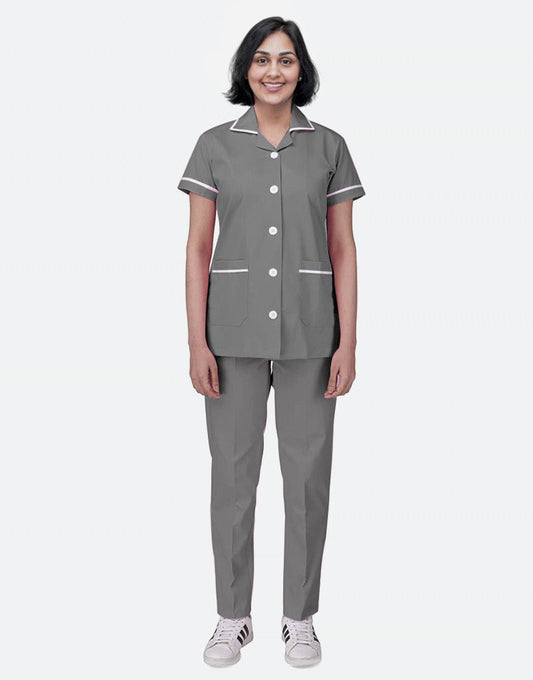 Dark Grey Half Sleeve Nurse Uniform