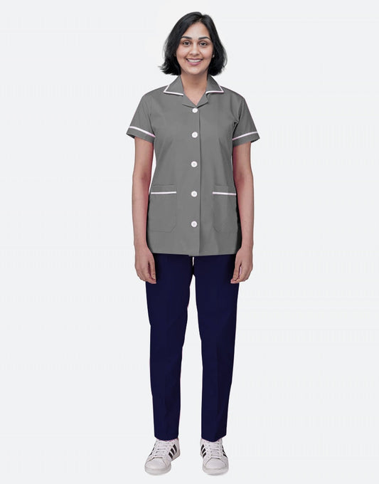 Dark Grey Mix N Match Nurse Uniform - Navy Blue Bottom